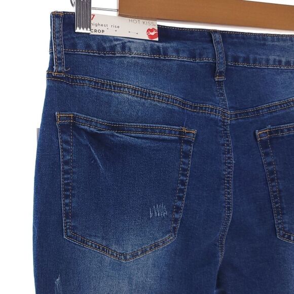 Hot Kiss Highest Rise Crop Womens Size 7 Distressed Button Fly Jeans - Picture 11 of 15
